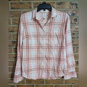 J.Crew Womens Perfect Fit Button-Down Plaid Shirt Size S Pink Brown